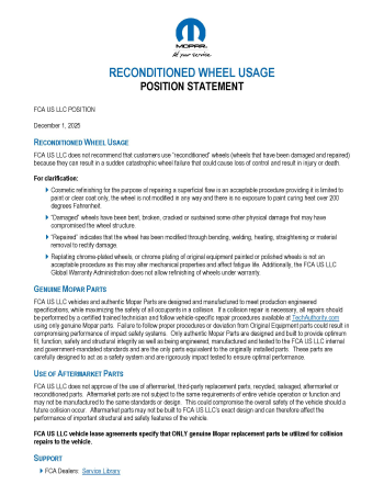 Reconditioned Wheel Usage